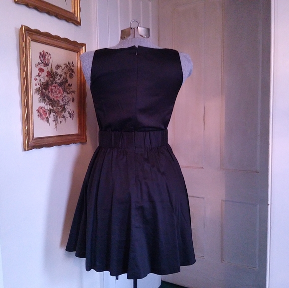J. CREW Black Dress with Navy Blue Ribbon sequins and Rhinestones - Picture 5 of 7